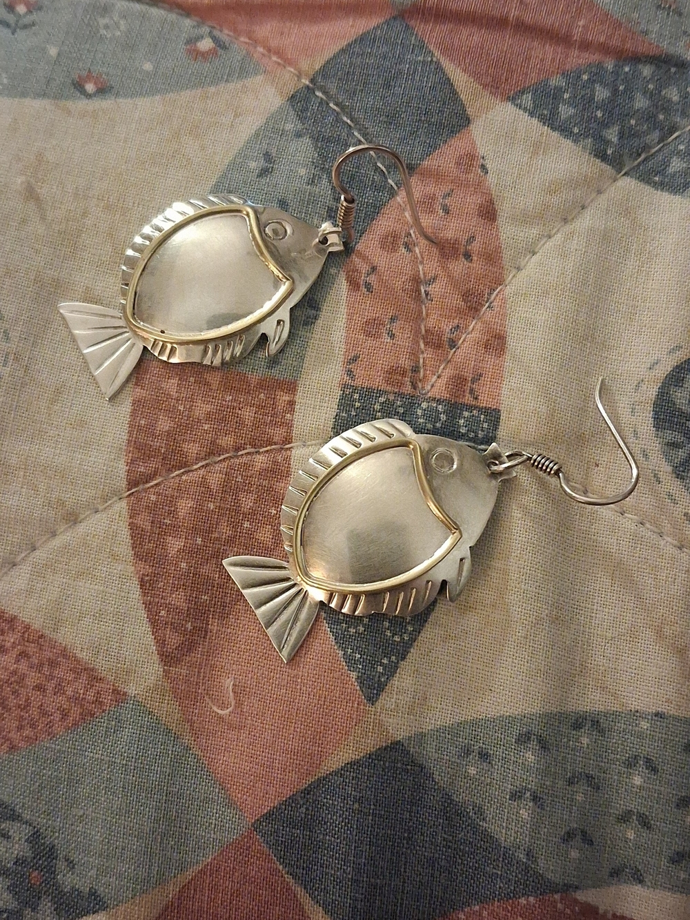 🐠Vintage Mexican Taxco Angelifish Earrings - Sterling Silver & Brass🐠